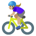 🚴🏼‍♀️ woman biking: medium-light skin tone display on Google